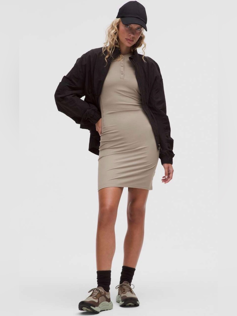 NWT All Aligned Ribbed Long-Sleeve Henley Dress Size: 2
